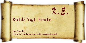 Kelényi Ervin névjegykártya