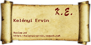 Kelényi Ervin névjegykártya